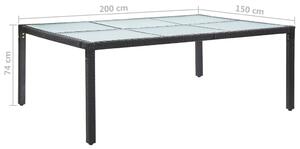 VidaXL fekete polyrattan kültéri étkezőasztal 200 x 150 x 74 cm