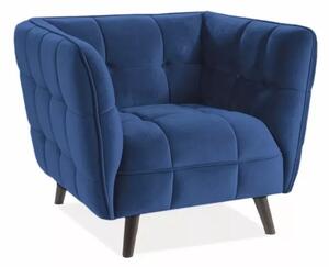 Castello Velvet Elegáns Bársony Fotel Tengerészkék
