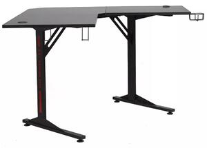 B-219 Fekete Sarok Gamer Íróasztal MDF Pohár- és Fejhallgatótartóval