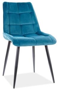 Chic Velvet Türkiz Bársony Étkezőszék Fekete Fém Lábakkal
