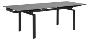 Asztal Oakland 389, Fekete, 76x85x160cm, Hosszabbíthatóság, Edzett üveg, Kerámia, Fém