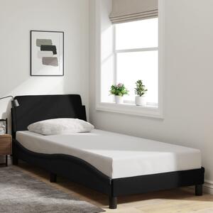 Fekete szövet ágykeret fejtámlával matrac nélkül 80 x 200 cm