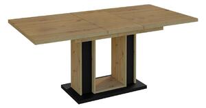 Asztal Goodyear 124, Fekete, Artisan tölgy, 75x90x140cm, Hosszabbíthatóság, Laminált forgácslap