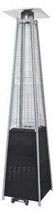 HOME FG227 hordozható gáz teraszfűtő, max. 13 kW, elektromos gyújtás, kerekeken gördíthető, üveg lángcső