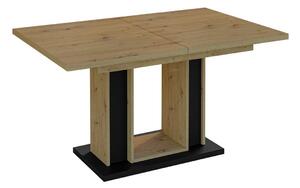 Asztal Goodyear 124, Artisan tölgy, Fekete, 75x90x140cm, Hosszabbíthatóság, Laminált forgácslap