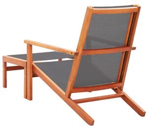 VidaXL szürke tömör eukaliptuszfa és textilén kerti szék lábtartóval