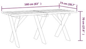 VidaXL impregnált fenyőfa kerti asztal 160 x 73 x 70 cm