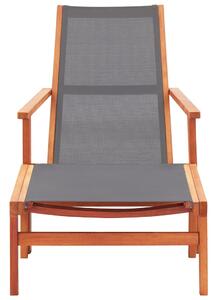 VidaXL szürke tömör eukaliptuszfa és textilén kerti szék lábtartóval