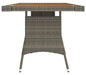 VidaXL szürke polyrattan és tömör akácfa kerti asztal 160 x 70 x 72 cm