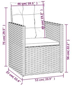 VidaXL 3 részes szürke polyrattan kültéri ülőgarnitúra párnákkal