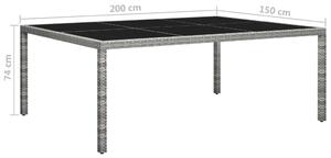 VidaXL szürke polyrattan kültéri étkezőasztal 200 x 150 x 74 cm