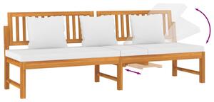 VidaXL tömör akácfa kanapé krémszínű párnákkal 200 x 60 x 75 cm