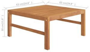 VidaXL tömör tíkfa kerti asztal 63 x 63 x 30 cm