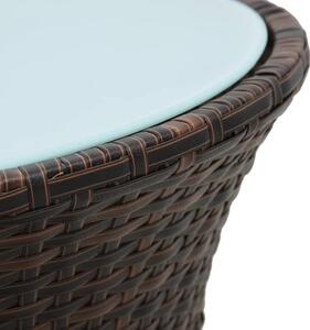 VidaXL barna polyrattan kerti dob alakú kisasztal
