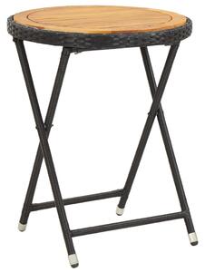 VidaXL fekete polyrattan és tömör akácfa teázóasztal 60 cm