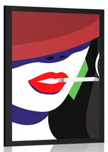 Poszter előkelő kalapos hölgy pop art stílusban