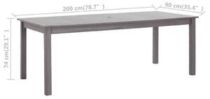 VidaXL szürke antikolt tömör akácfa kerti asztal 200 x 90 x 74 cm