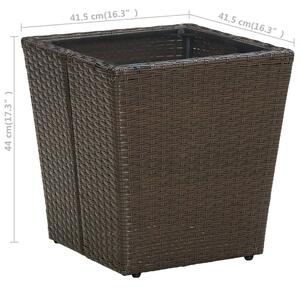 VidaXL barna polyrattan és edzett üveg dohányzóasztal 41,5x41,5x44 cm