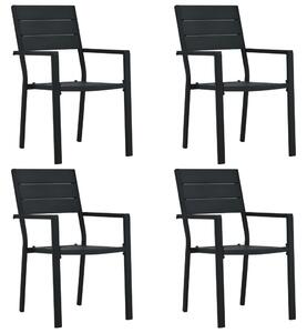 VidaXL 4 darab fekete fautánzatú HDPE kerti szék
