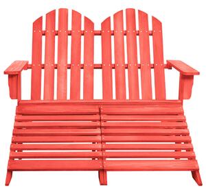 VidaXL kétszemélyes piros fenyőfa kerti adirondack szék és zsámoly