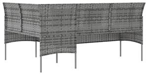 VidaXL szürke polyrattan L-alakú kanapé párnákkal