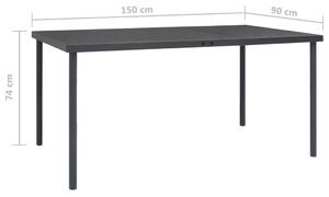 VidaXL antracitszürke kültéri étkezőasztal 150 x 90 x 74 cm