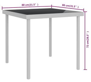 VidaXL világosszürke üveg és acél kültéri étkezőasztal 80 x 80 x 72 cm