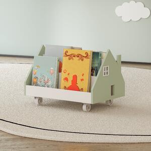 Gurulós gyerekpolc Vipsali 50x33x34 cm mentazöld/fehér [en.casa]