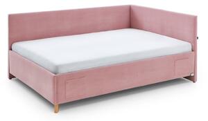 Rózsaszín kárpitozott ágyneműtartós sarok gyerekágy ágyráccsal 120x200 cm Cool – Meise Möbel