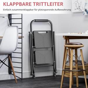 KINGRACK 2 fokos összecsukható létra, fekete, biztonsági retesszel