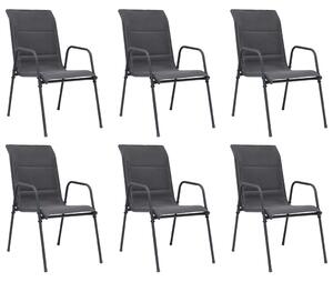 VidaXL 6 db antracitszürke rakásolható acél és textilén kerti szék