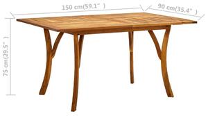 VidaXL tömör akácfa kerti asztal 150 x 90 x 75 cm
