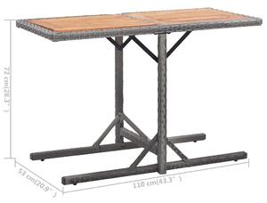 VidaXL antracitszürke polyrattan és tömör akácfa kerti asztal