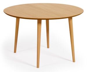 Natúr színű bővíthető étkezőasztal tölgyfa dekorral ø 120 cm Oqui – Kave Home
