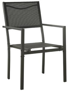 VidaXL 2 db fekete és antracitszürke textilén és acél kerti szék