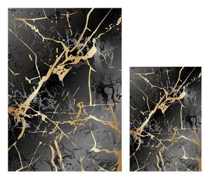 Fekete-aranyszínű fürdőszobai kilépő szett 2 db-os 60x100 cm Cracks – Mila Home