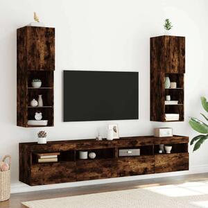 VidaXL Fali TV Szekrény - Füstös Tölgy - LED Világítással - 30,5x30x102 cm