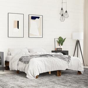 Füstös tölgy színű szerelt fa és fém ágykeret 150 x 200 cm