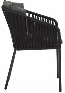 Ella kerti szék, fekete, szürke olefin párnával