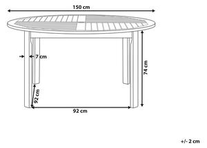Világosbarna akácfa étkezőasztal ⌀ 150 cm TOLVE