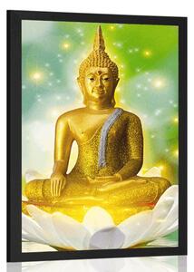 Poszter arany Buddha lótuszvirágon
