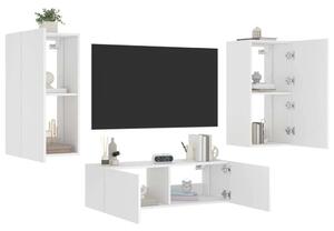 VidaXL 3 darab fehér falra szerelhető TV-szekrény LED-del