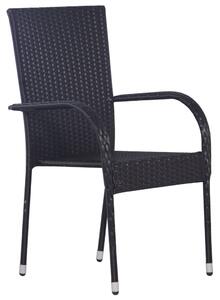 VidaXL 6 db fekete rakásolható polyrattan kültéri szék
