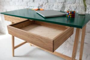 LUKA Ashwood íróasztal 85x50cm fiókkal, zöld színű