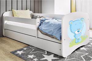 Kocot Kids Babydreams Ifjúsági ágy ágyneműtartóval - Kék maci - Többféle méretben és színben