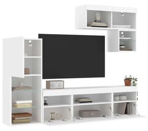 VidaXL 6 darab fehér szerelt fa fali TV-bútor LED-del