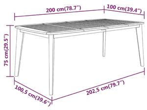 VidaXL tömör akácfa kerti asztal 200 x 100 x 75 cm