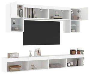 VidaXL 6 darab fehér szerelt fa fali TV-bútor LED-del
