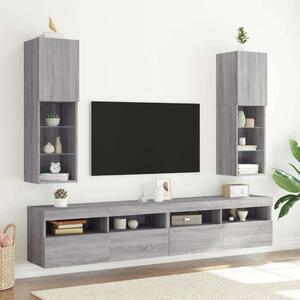 VidaXL 2 db szürke sonoma TV-szekrény LED-ekkel 30,5 x 30 x 102 cm