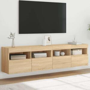 VidaXL 2 db sonoma-tölgy színű fali TV-szekrény LED-del 80x30x40 cm